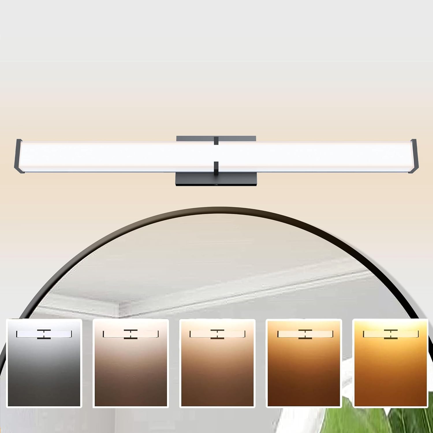 24.8Inch 2500LM Bathroom Light Fixtures 5CCT Optional, Black Modern LED Vanity Lights Clear Shade, Dimmable Bathroom Lighting Fixtures Over Mirror - ETL Listed - Image 8