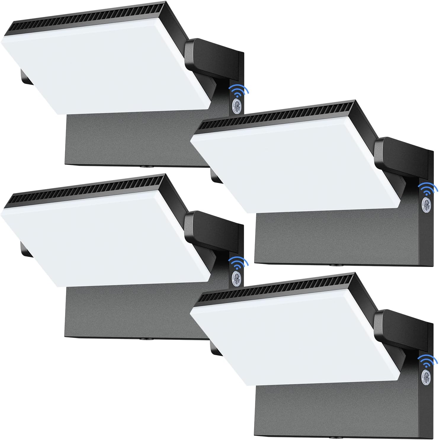 Modern Sleek Flood Lights Outdoor, 120W 5000K Dusk-to-Dawn Photocell with 360° Rotation, 14200LM IP65 Waterproof LED Security Wall Pack for Building,Yard,Driveway (4 Pack)