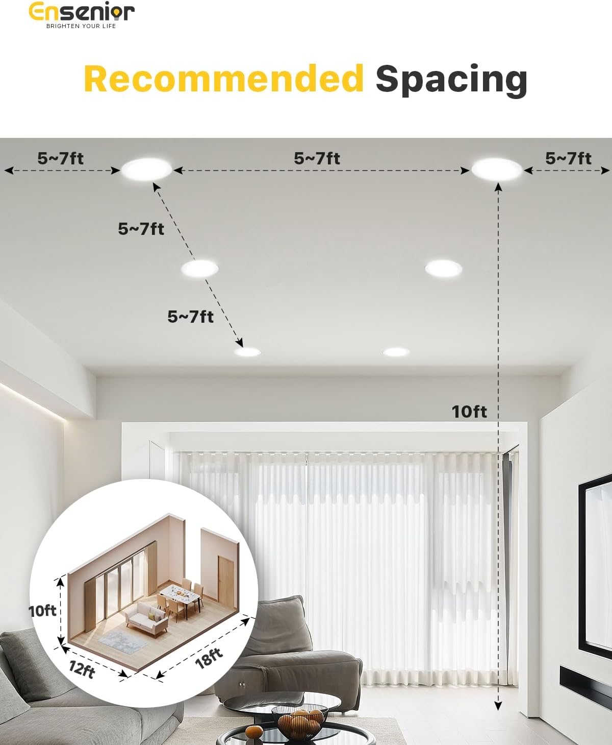 Ensenior 24 Pack 6 Inch LED Recessed Ceiling Light, Dimmable, 2700K-5000K 5CCT, 1200LM 12W 120V, High Brightness Canless Wafer Downlight - ETL&FCC&IC - Image 8