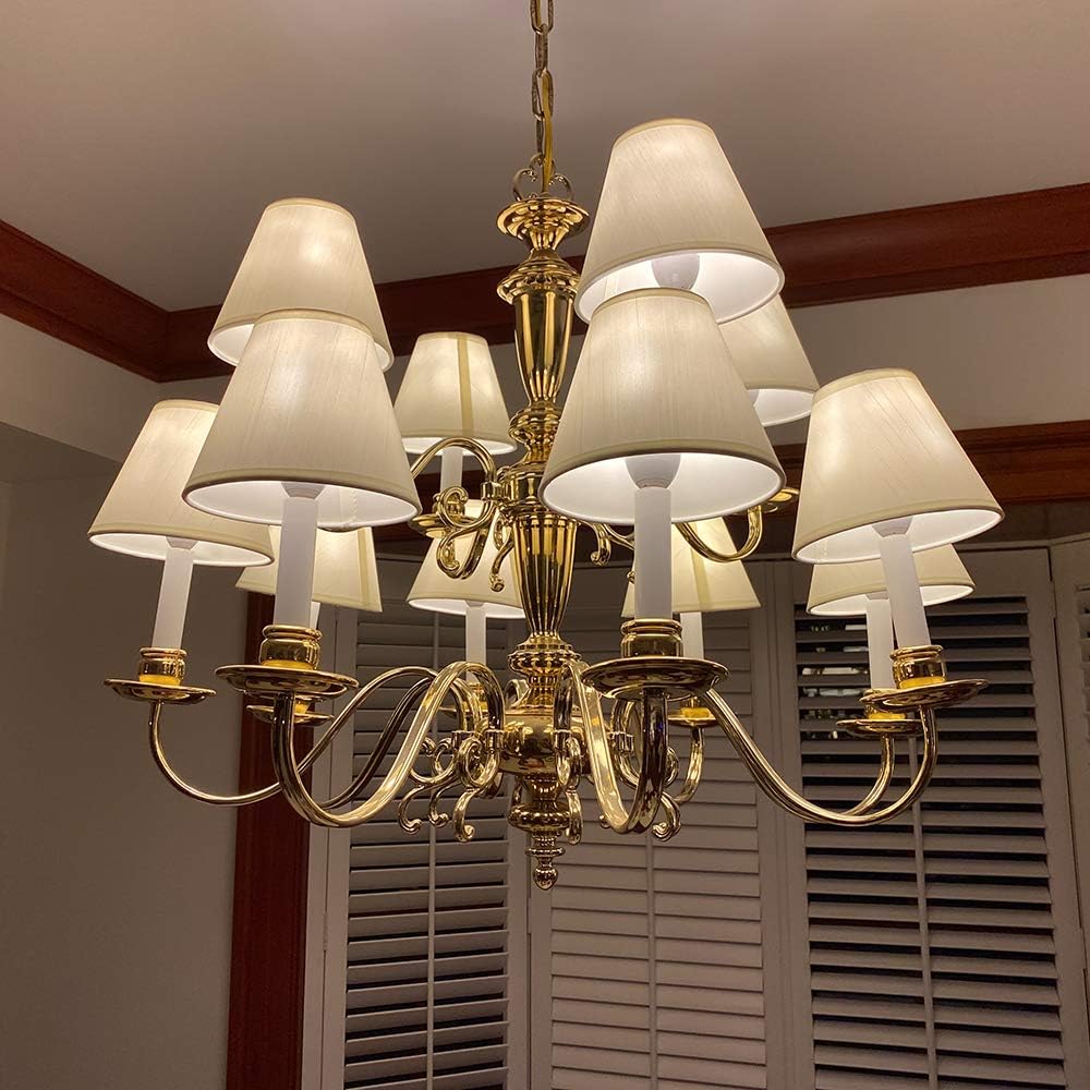 Wellmet Chandelier Shades, ONLY FOR CANDELABRA BULBS, Clip-on Fitter Lamp Shades, 3" x 6" x 5", Set of 6, Cream White - Image 4