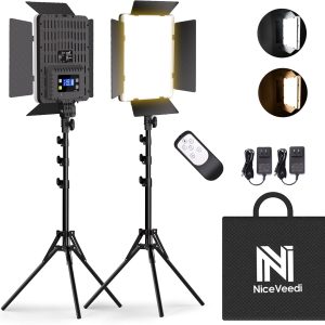NiceVeedi 2-Pack Photography Lighting Kit, 36W Bi-Color Studio Lights 2700-6500K CRI 95+, Dimmable LED Video Light Kit with Remote Control & 72” Tripod Stand, Lighting for Video Recording/Photography