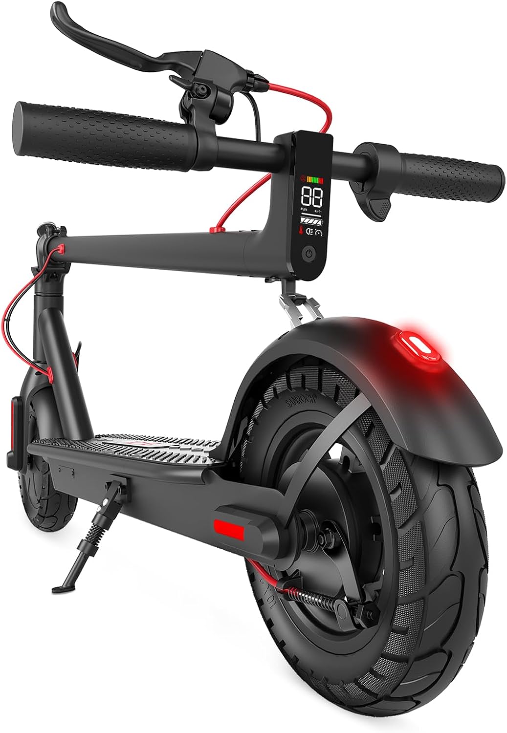 Electric Scooter with 430W Peak Motor for Adults, 10″ Shock Absorbing Tires, Up to 17-Mile Range & 19MPH Speed Portable Folding Commuting E Scooter with Dual Breaking System, Seat Optional