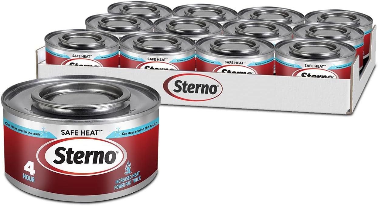 Sterno Fuel Cans – 4-Hour Burn, (24-Pack) Chafing Dish Fuel Can Burners for Food Warmer, Chafer Fuel Canned Heat, Safe Heat
