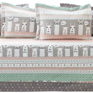 Lush Decor Llama Stripe Daybed Cover 6 Piece Set 39" W x 75" L Pink & Turquoise - Kids Bedding Set Twin Quilt - Daybed Bedding - Llama Decor