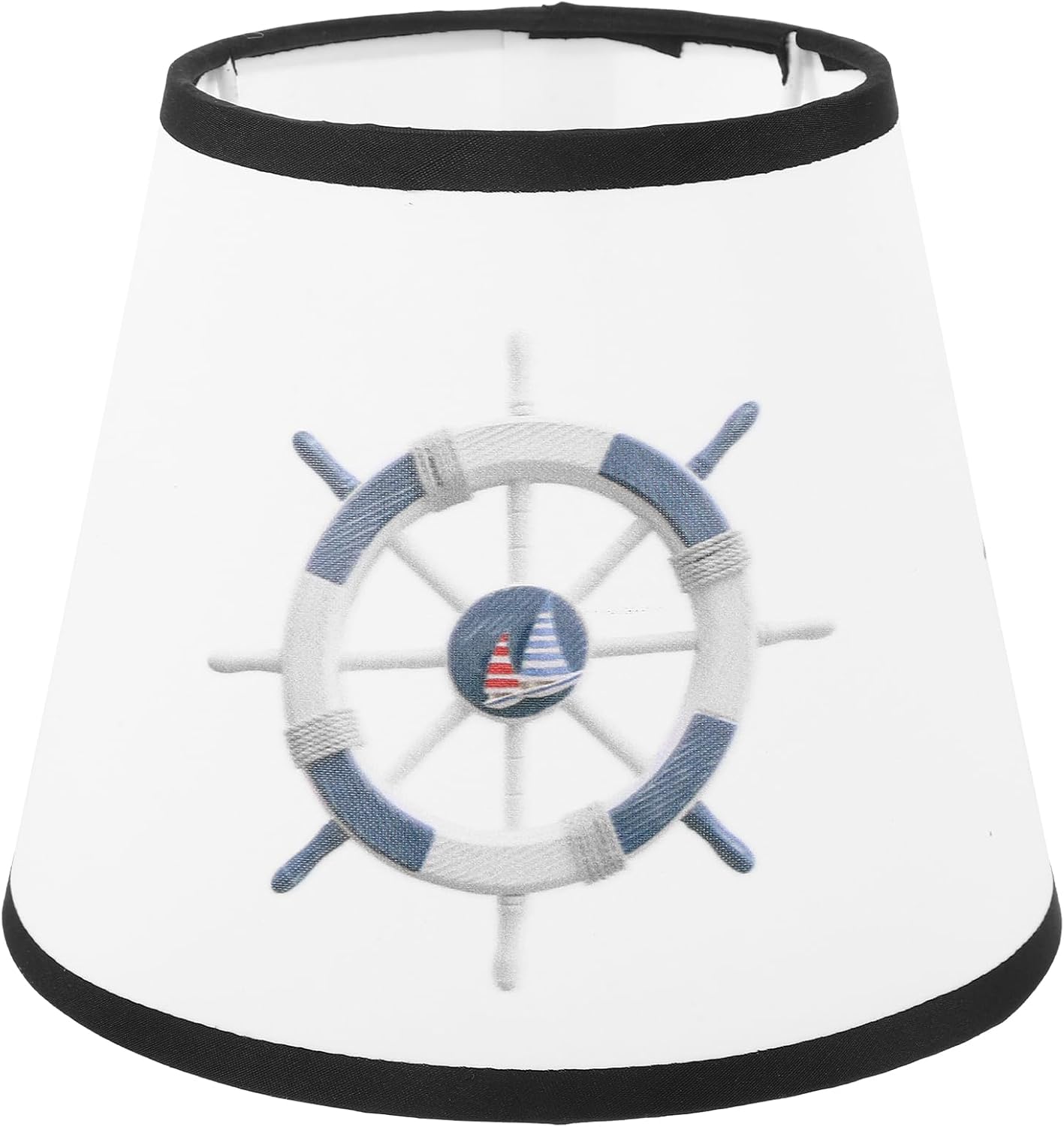 Angoily Fabric Lamp Shade, Barrel Light Cover, Nautical Wheel Pattern Lamp Shade, Chandelier, Cloth Lampshade, Light Bulb Guard Cage for Chandelier Bedside Table Floor Lamp