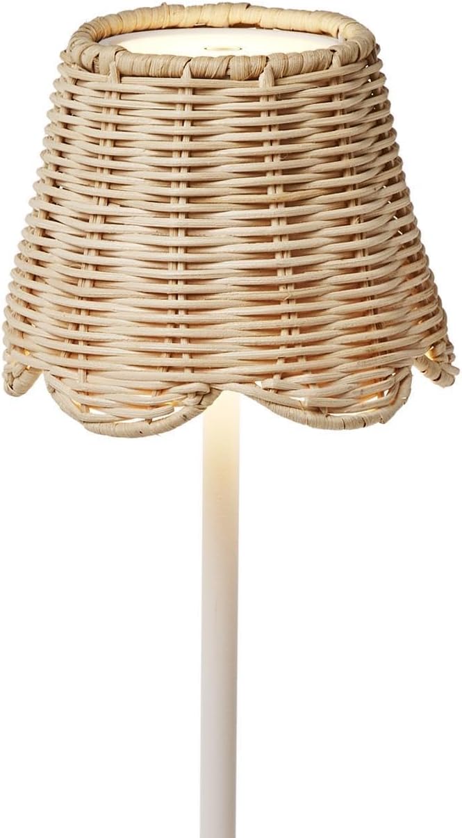 Two's Company Scallop Rattan Lamp Shade Cover with Scallop Edge, 5.5-Inch - Image 3