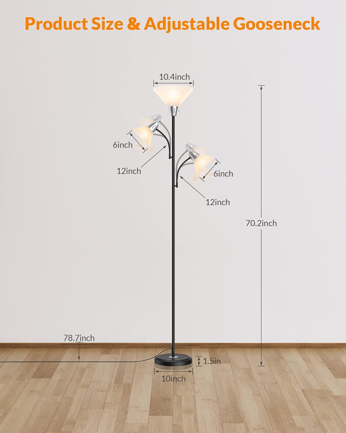 LEPOWER Floor Lamp, Standing Lamp with Replaceable 3000K Energy-Saving, Lamp for Living Room with Adjustable Reading Lights, Modern Bright Floor Lamp for Bedroom, Living Room, Office - Image 8