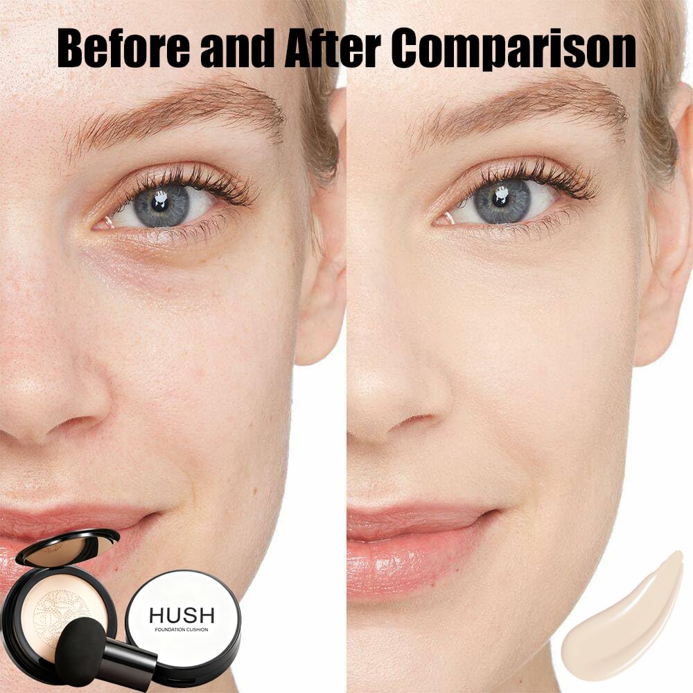 Foundation for Older Women | Ivory - for Fair Skin with Pink or Neutral Undertones | Mushroom Head Air Cushion CC Cream - BB Cream Foundation Makeup Moisturizing Concealer Long-Lasting Full Coverage - Image 5