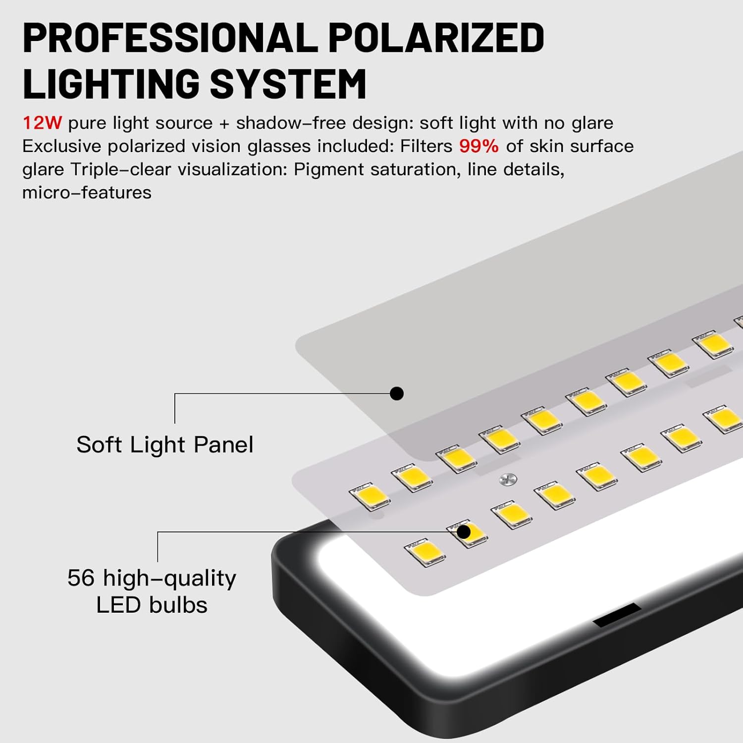 GBK Tattoo Work Lighting Floor Lamp Kit with Polarized LED Tattoo Light,Tattoo Vision Glasses,CPL Filter,Adjustable Brightness - Anti Glare for Tattoo Artists, Eyelash Extensions & Nail Art - Image 5