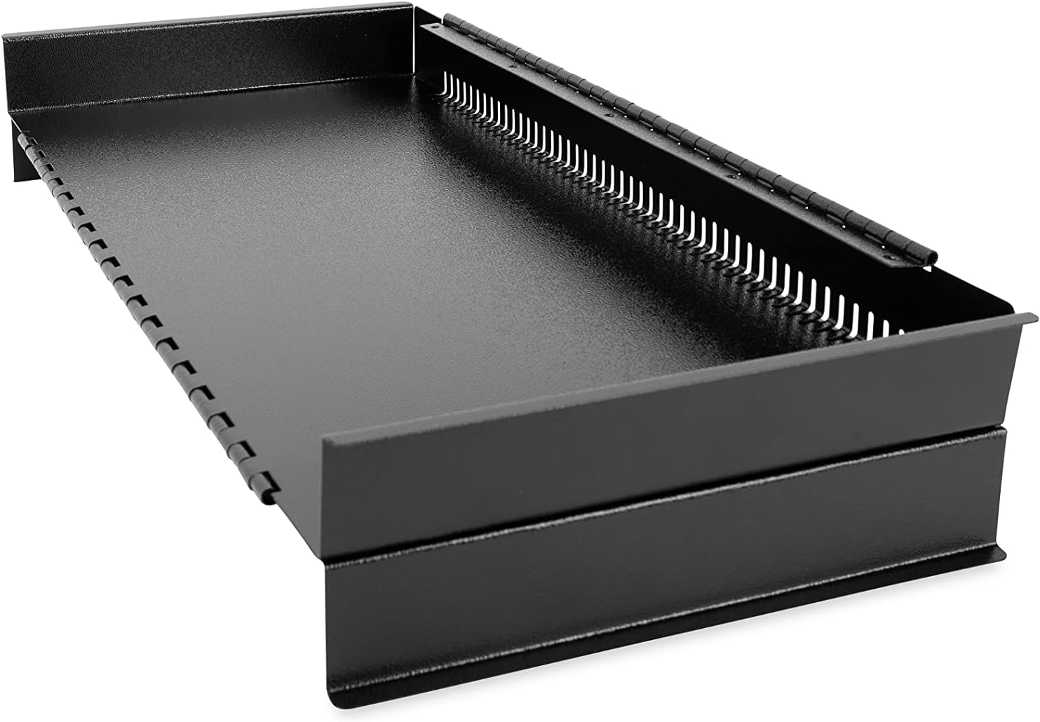 Camco Camper/RV Stove Top Cover | Features Hinged Design for Easy Access to Front Burners & Fits Most 3 or 4 Burner RV/Boat Stoves | Crafted of 20-Gauge Steel w/Powder-Coated Finish | Black (43554) - Image 4