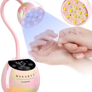 Makartt UV LED Nail Lamp - Gooseneck UV Light for Nails Cordless Rechargeable USB 39W Dryer LED Lamp with Auto Sensor 4 Timer Settings Fast Curing for Nail Art Polish (Glazed Pink)