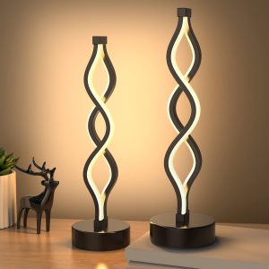 NUÜR Bedside Lamps Set of 2, Black Lamps for Living Room, Dimmable LED Nightstand Lamp, Small Nightstand Lamp for Bedroom, Home, Living Room, Office