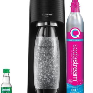 SodaStream - Terra Soda Streaming Machine - STARTER KIT - Sparkling Water Maker with CO2 & Bubly Drop - Eco-Friendly, No Batteries Needed - Black
