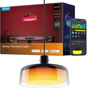Govee Pendant Light for Kitchen Island, Three-Layer RGBIC Smart Lighting, Matter Compatible, 1300LM 2700K-6500K Dimmable Black Hanging Light Fixture Works with Alexa, Adjustable Height for Dining Room
