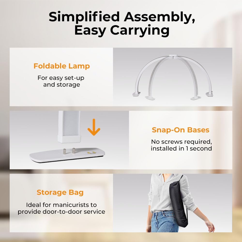 Janolia Half Moon Light for Nail Desk, 29In Nail Tech Lamp Table Light, 7 Color Modes, 10 Brightness for Tattoo/Eyelashes/Spa/Salon/Makeup, with Phone Holder - Image 7