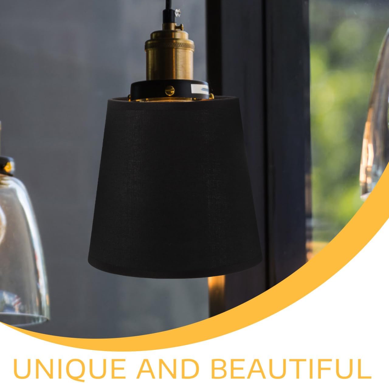 BESPORTBLE Black Fabric Lamp Shade for Desk, Floor, Wall Lamps, and Pendant Lights - 5.90 X 4.33 X 5.51 Inch Decorative Light Cover with Clip-on Design for Home Use - Image 6