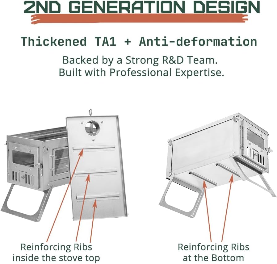 FireHiking Titanium Stove Camping Tent Burning Stove Foldable Ultralight - Image 2