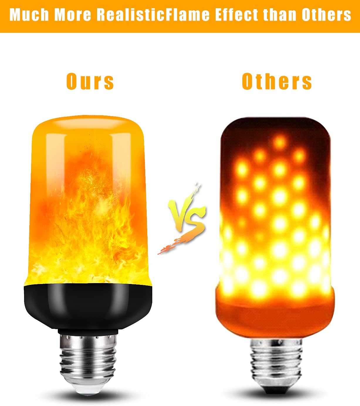 Hompavo 【Upgraded】 LED Flame Light Bulbs, 4 Modes Flickering Light Bulbs with Upside Down Effect, E26/E27 Flame Bulb for Halloween Christmas Party Patio Porch Home Indoor & Outdoor Decorations - 2 - Image 3