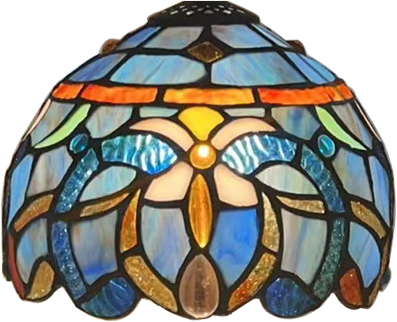 Small Tiffany Lampshade Replacement Only Stained Glass Style Lamp Shade 8 Inch Fit for Table Desk Lamp, Pendant Ceiling Light Fixture (Blue Purple)
