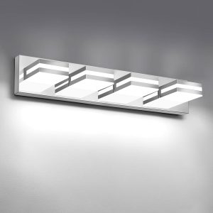 IZORRO LED Modern Bathroom Lights Fixtures(4-Light,Dimmable),Chrome Acrylic Wall Lighting,Vanity Lights for Bathroom Over Mirror - 6000k 24In （No Assembly Required）