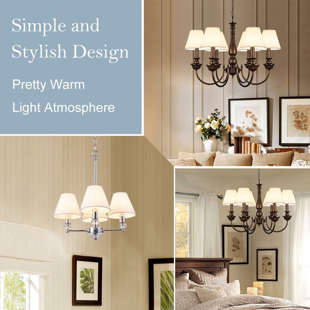 Wellmet Chandelier Shades, ONLY FOR CANDELABRA BULBS, Clip-on Fitter Lamp Shades, 3" x 6" x 5", Set of 6, Cream White - Image 6