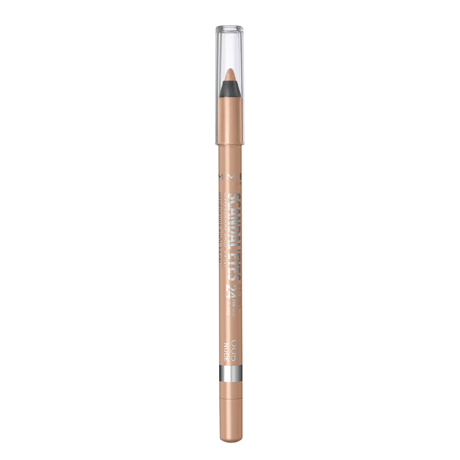 Rimmel London Scandaleyes Waterproof Kohl Kajal Eyeliner Pencil, Intense Color, Long-Wearing, Smudge-Proof, 005, Nude, 0.04oz - Image 2