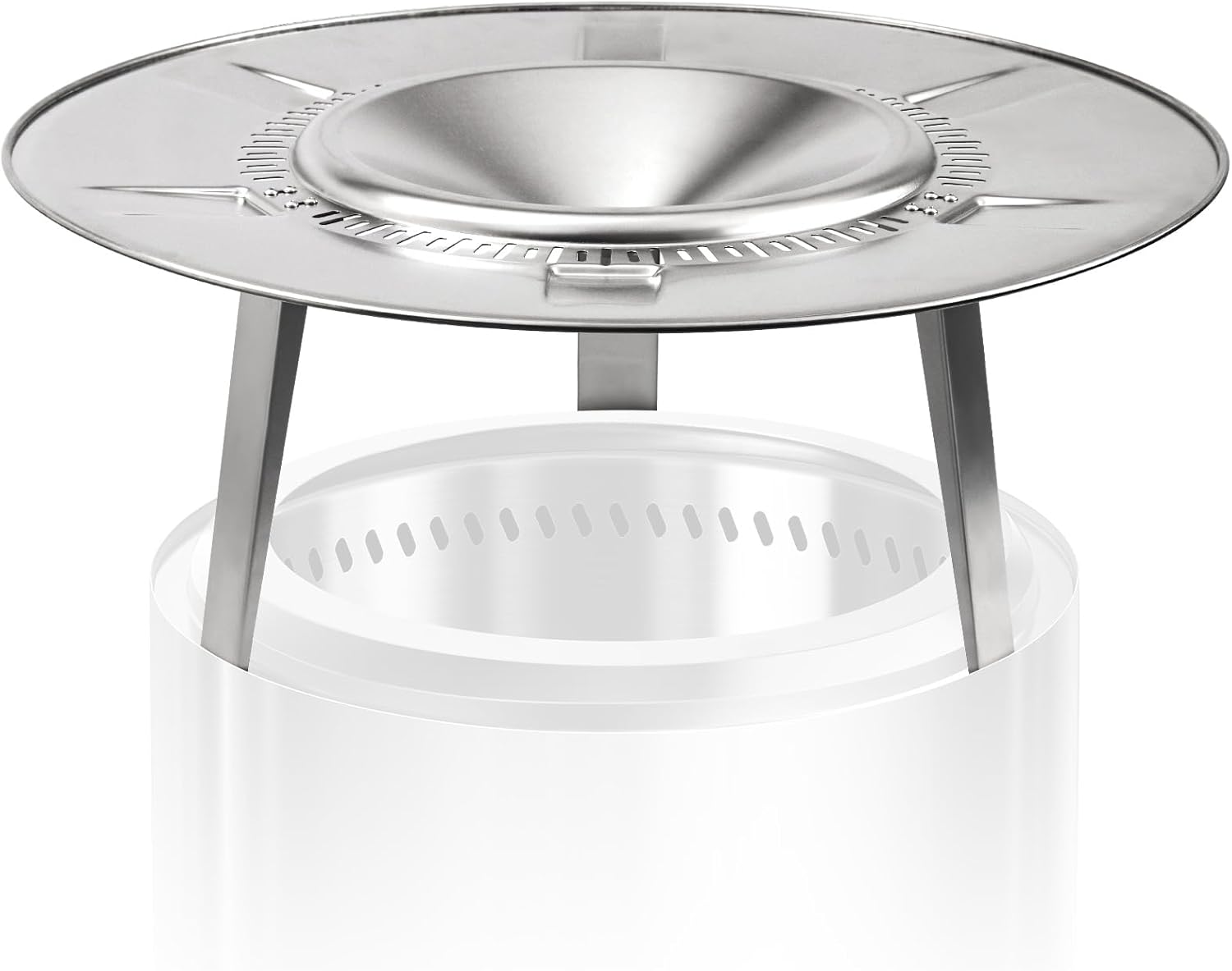 HGD Firepit Heat Deflector for Solo Stove Bonfire & 19.5-20.5″ Fire Pits, Portable 304 Stainless Steel Heat Diffuser Captures & Redirects Warmth, Detachable Camping Essential