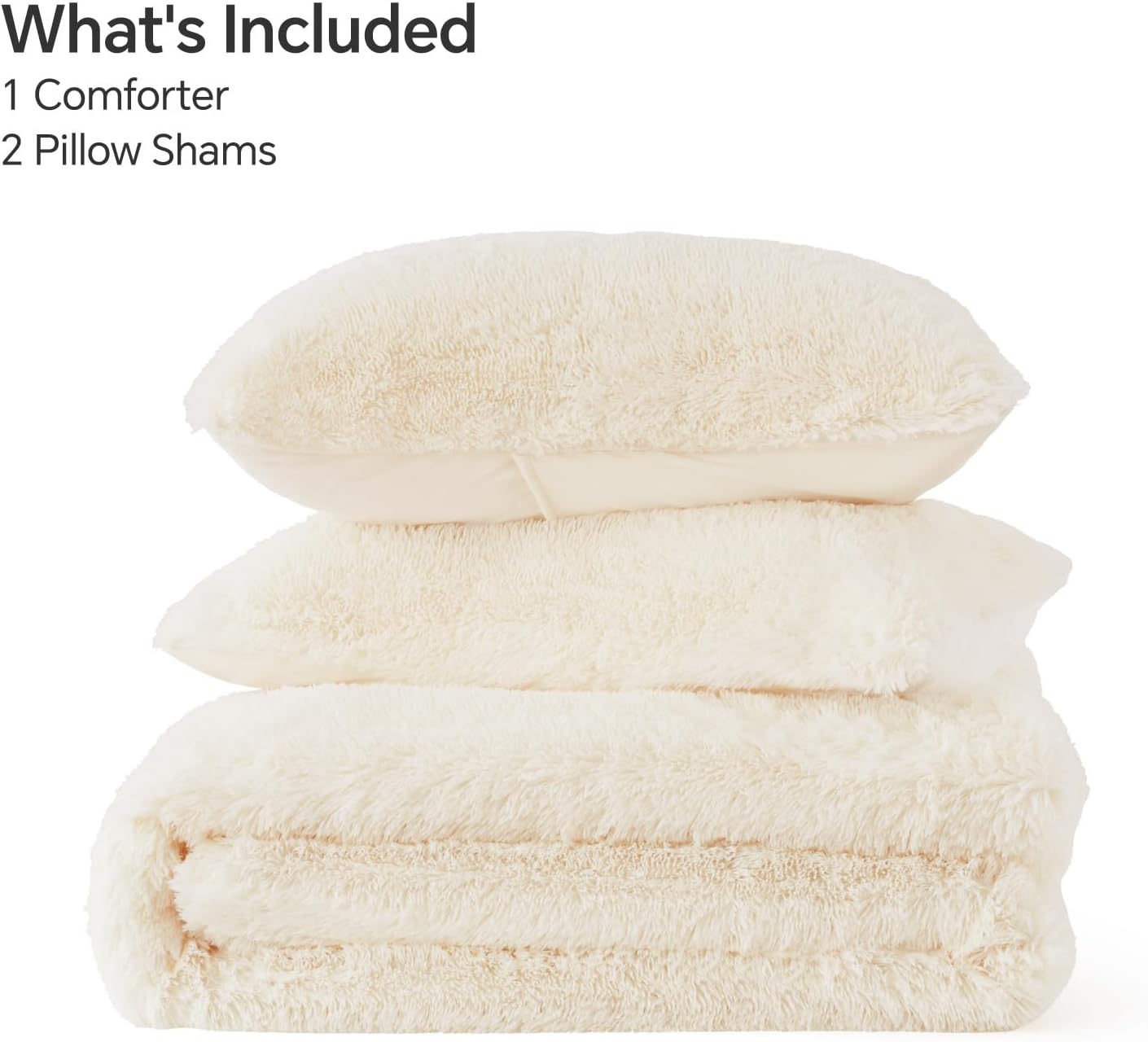 BEDELITE White Fluffy Comforter Set Queen Size, Fuzzy Faux Fur Comforter Bedding Set, Ultra Soft and Warm Winter Shaggy Bed Set (1 Comforter & 2 Pillowcases) as Gifts for Women - Image 8