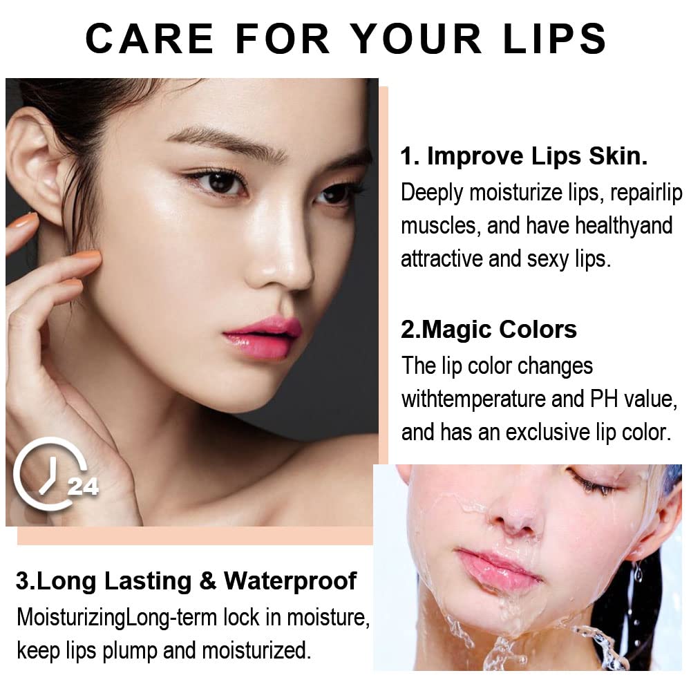 evpct 3Pcs Magic Color Changing Lipstick Long Lasting Waterproof 24 Hours Original for Women, Aloe Vera Strawberry Black Red Cherry PH Mood Permanent Color Changing Lipstick Lip Balm, labial magico - Image 6