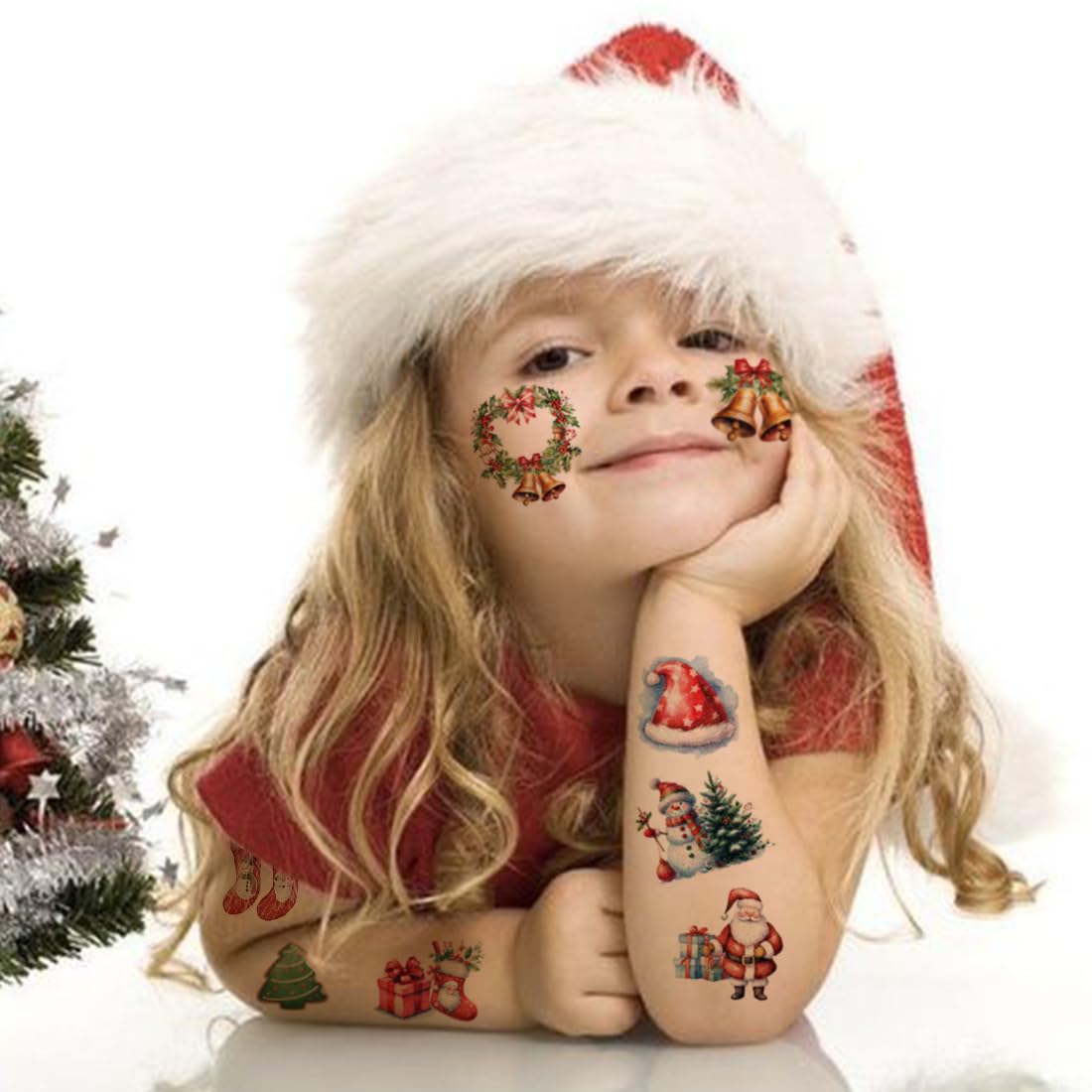 Glitter Christmas Temporary Tattoos for Kids - 74 Individually Sheets for Xmas Party Favors, Stocking Stuffer, Christmas Eve Gift - Image 3