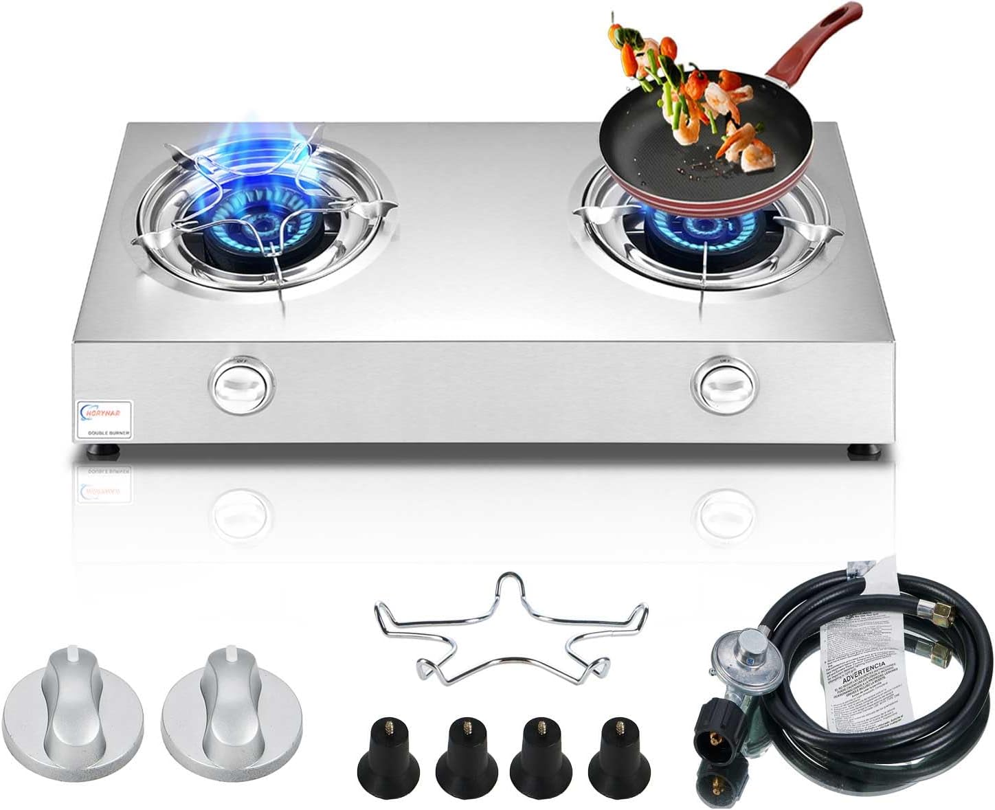 Propane Stove 2 Burner Auto Ignition Propane Burner 26000 BTU Gas Stove with CSA LPG Hose for Outdoor, Emergency - Image 7
