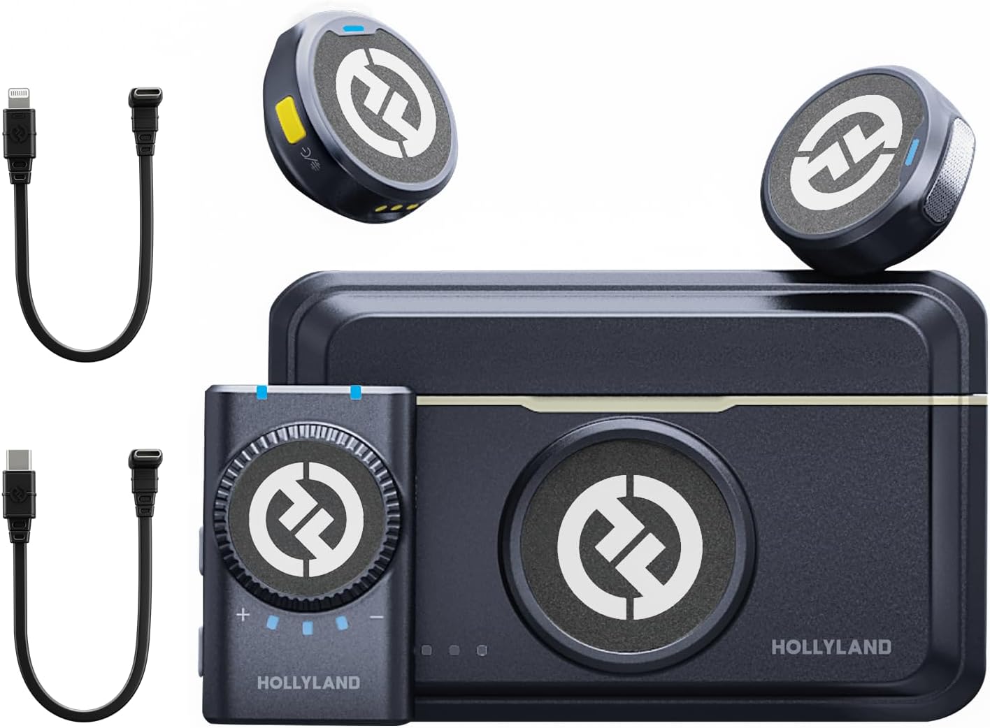 Hollyland Lark M2 Wireless Lavalier Microphone for Camera PC Laptop Phones, Mini Lapel Microphone Wireless, 48KHz 24Bit, 1000ft Range, Noise Cancellation, 30H Battery for Video Recording, Streaming