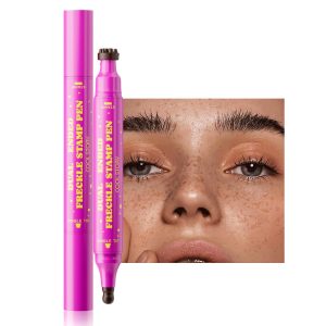 Beauty Glazed Dual-Ended Freckle Stamp Pen – Realistic Faux Freckles Makeup with Soft Sponge Stamp & Precision Tip – Waterproof Long-Lasting Freckle Marker for Natural or Bold Looks (02 Mousy Brown)