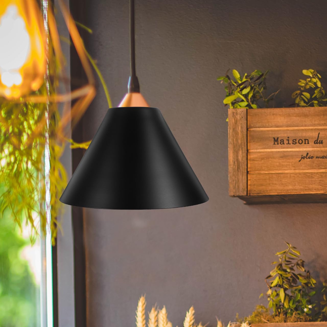 Angoily Modern Black Iron Chandelier Lamp Shade, lamp for bedroom, scalloped shade for Home, Office, Kitchen,and Bedroom - Stylish Decorative Pendant Light Cover - Image 7