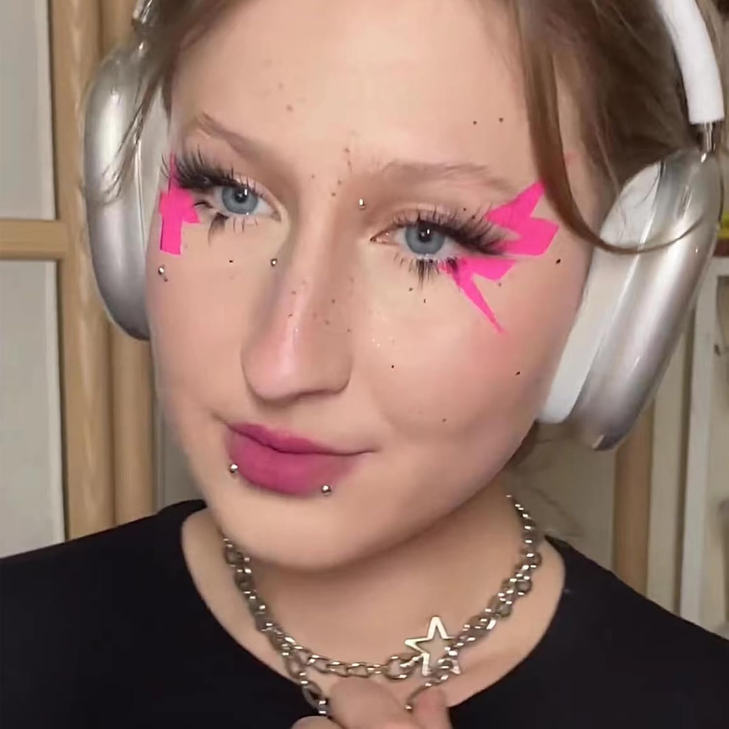 NOOEPC Face Gems Lip Stud, Fake Piercings y2k Accessories Nose Stud Eyebrow Stud, Non Piercing Nose Stick on Silver Belly Button Sticker, Face Sticker Ring Cool Punk Y2K Makeup for Women Men - Image 9