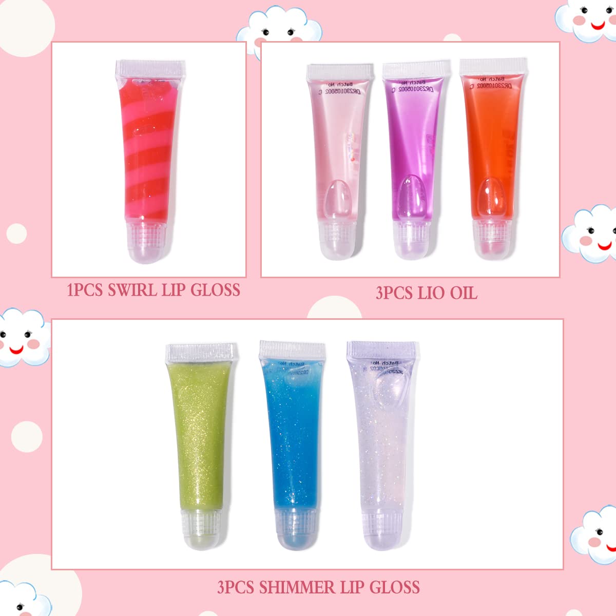 M&U Sparkle Lip Gloss Set with Handbag, 7Pcs Assorted Flavors Hydrating Lip Balm Party Favor Make-up for Kids and Teens Ages 5+ - Image 5