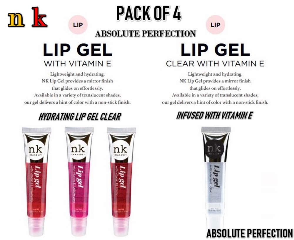 4 Pack Nicka K Lip Gel (CLEAR, STRAWBERRY, CHERRY, BUBBLE GUM) - Image 7