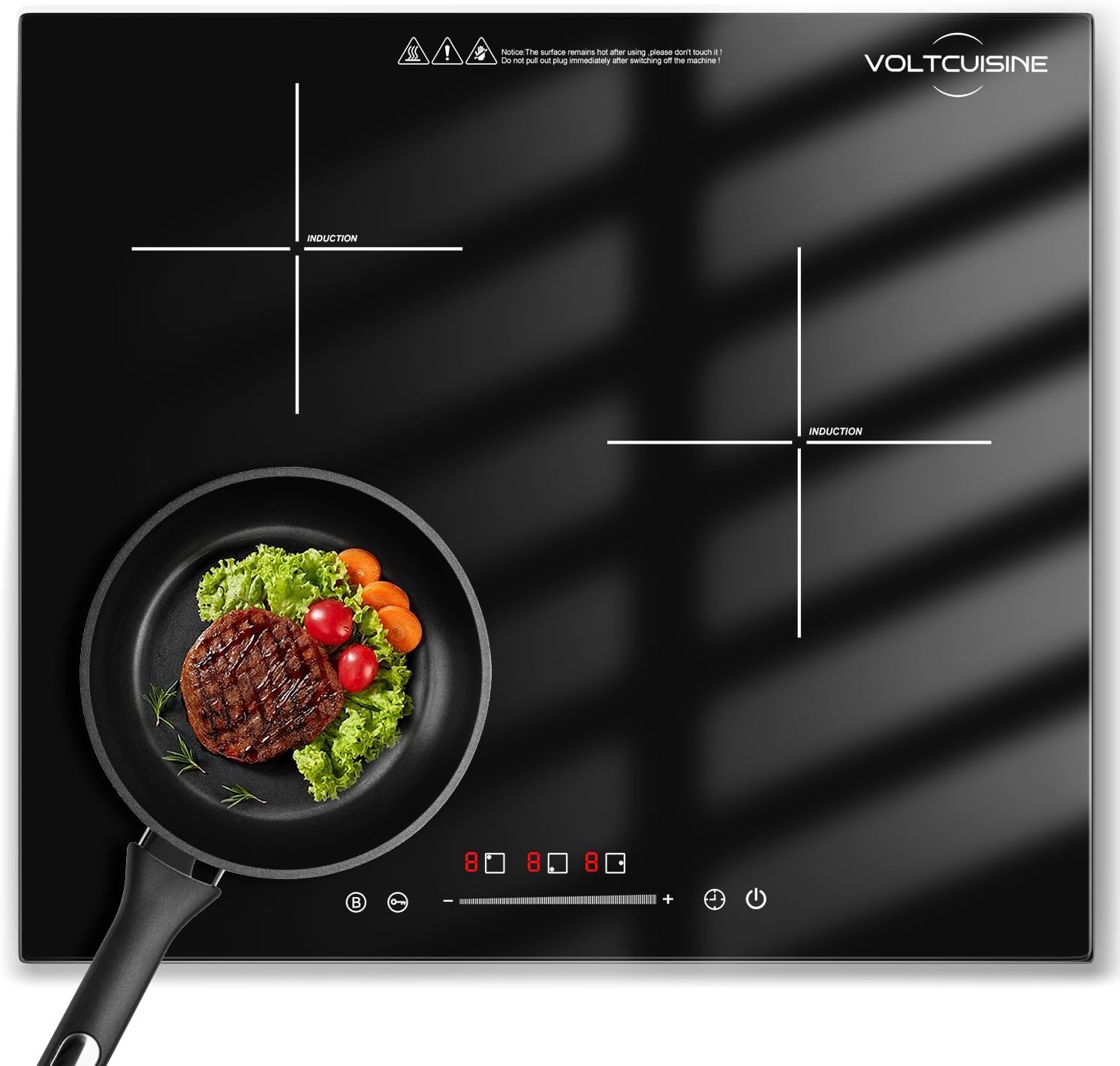 24″ Built-in Induction Cooktop 5400W, 3 Burner Electric Stove for Kitchen Countertop, Touch Control, Safety Lock, Easy Clean Glass Surface