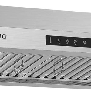 Range Hood 30 Inch Under Cabinet, Kitchen Hood with 980 CFM, 3-Speed Gesture Sensing & Touch Control Panel, Stainless Steel Vent 2 Pcs Baffle Filters with Handlebar