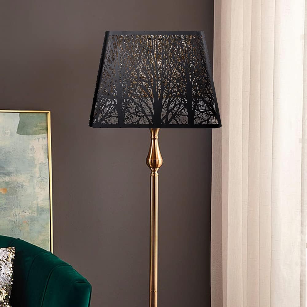 Medium Square Lamp Shades, ALUCSET Metal Lampshade with Pattern of Trees for Table Lamp and Floor Light, 9 x 12 x 8.8 Inch, Spider (Black/Gold) - Image 9