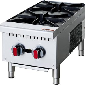 Commercial Gas Hot Plate, 3-Burner Countertop Range, Stainless Steel, 28.7 x 24 x 13 Inch, 75,000 BTU Total Output, Restaurant Kitchen Equipment