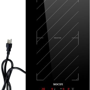 12 Inch Induction Cooktop 2 Burners, 1700W Built-in & Countertop Electric Stove with Plug, Slide Control, 9 Power Levels, Timer & Child Lock, 120V for Fast Heating