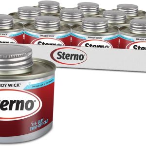 Sterno Fuel Cans - 6-Hour Burn, (12-Pack) Chafing Dish Fuel Can Burners for Food Warmer, Resealable Twist Chafer Fuel Canned Heat, Handy Wick