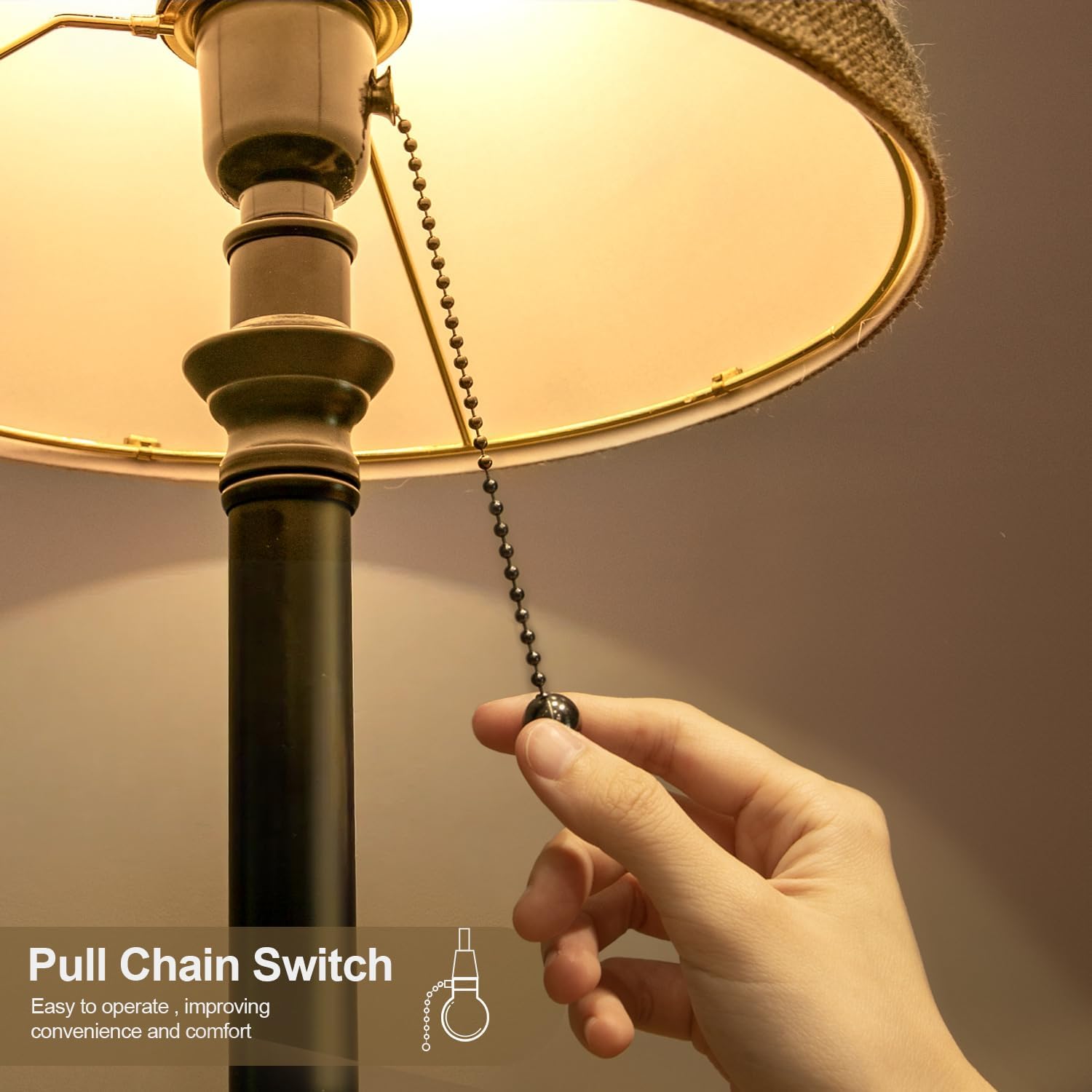 Oneach 19.5" Small Table Lamp for Bedroom - Bedside Lamps for Nightstand, Black Table Lamp for Living Room with Fabric Shade, Desk Reading Lamp for Kids Room Living Room Office Dorm - Image 5