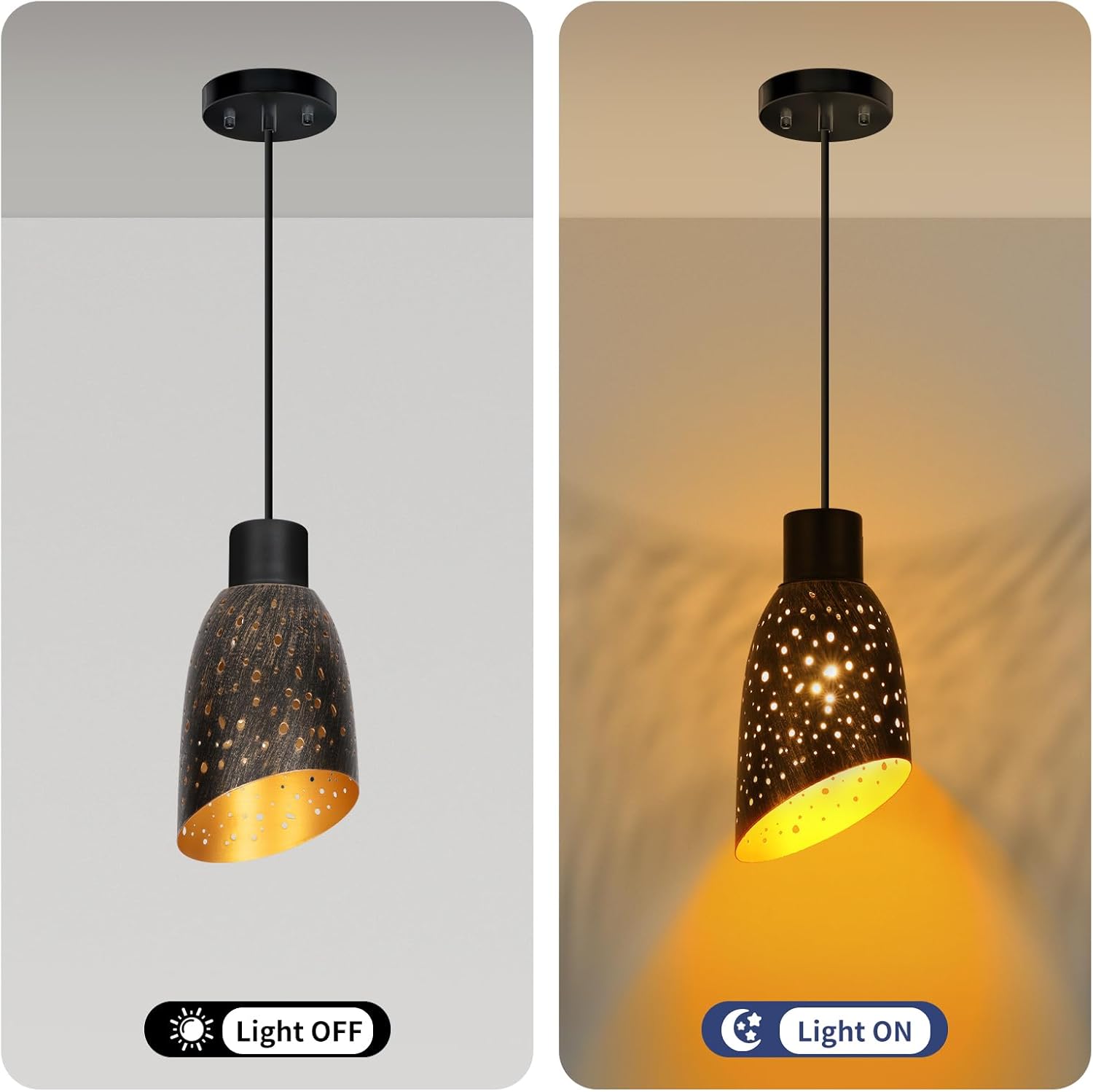 Metal Small Cut Corner Lamp Shade Laser Star Bevel Floor Lampshade Bronze Outside And Gold Inside 4.4" Top X 5.9"Height (2 Pcs) - Image 4