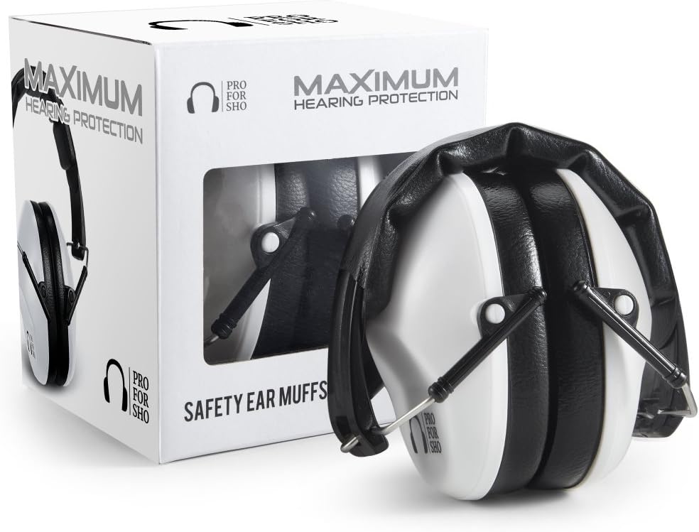 Pro For Sho 34dB NRR Hearing Protection Ear Muffs – Highest NRR in Compact Design, Ear Protection for Shooting, Mowing, Work