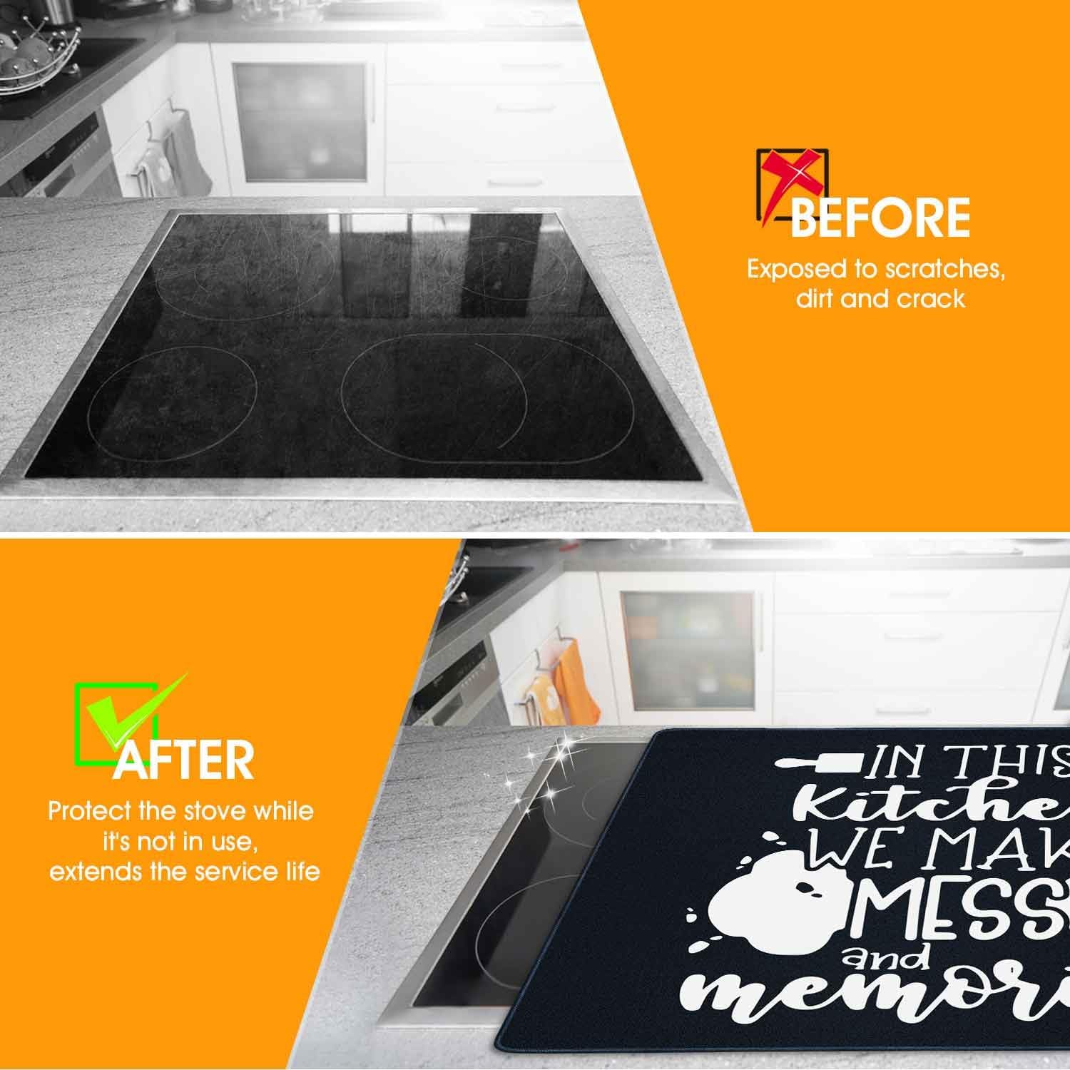 Electric Stove Cover Mat for Glass Cooktop, Decorative Induction Ceramic Electric Range Flat Top Protector - 29 x 21 inch, Black - Image 3