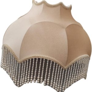Generic Velvet Lamp Shade with Beaded Fringe Floor Lamp Cover Bell Shape Small Lampshade for Room Decoration
