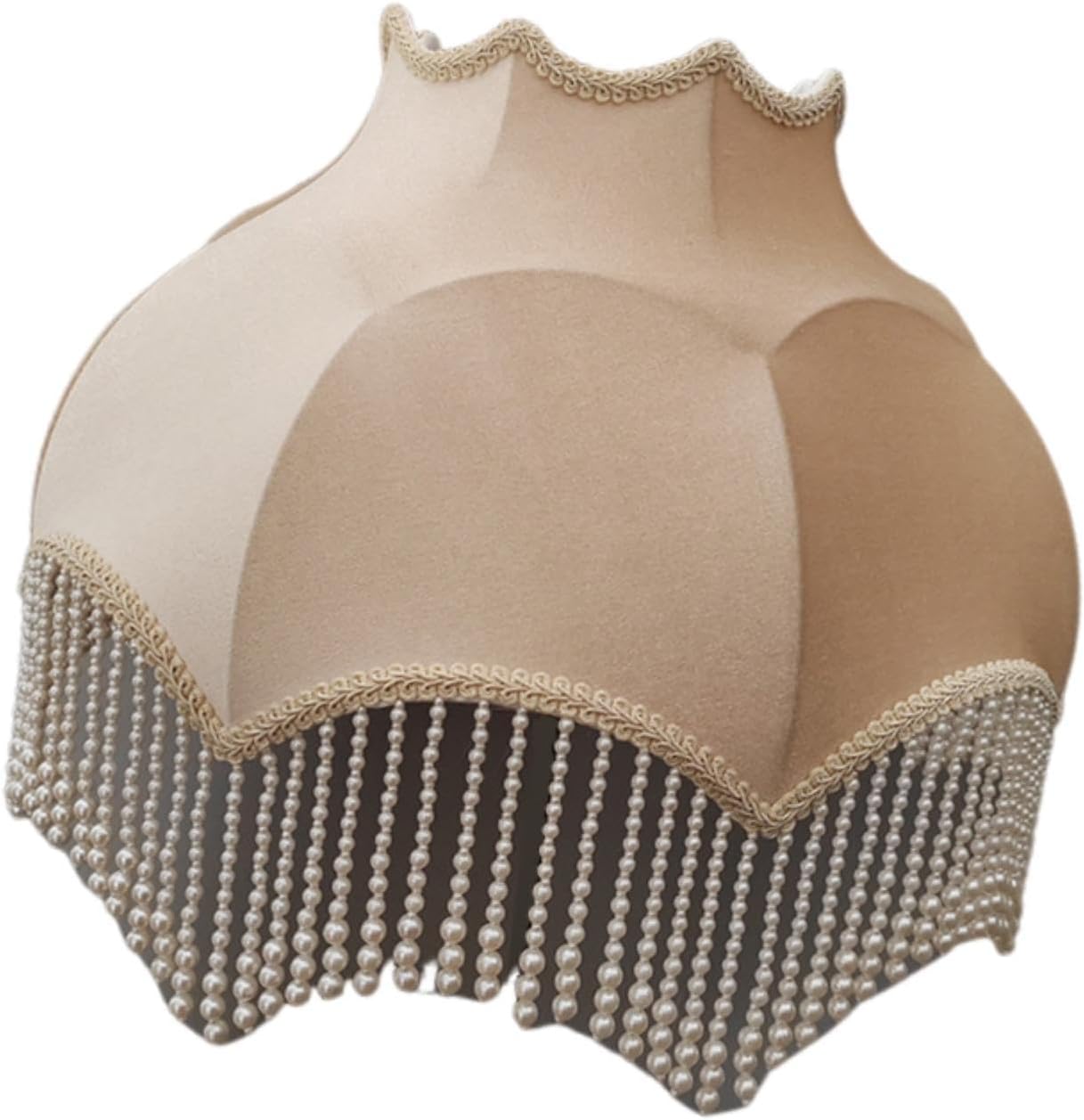 Generic Velvet Lamp Shade with Beaded Fringe Floor Lamp Cover Bell Shape Small Lampshade for Room Decoration
