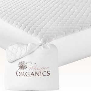 100% Cotton Organic Mattress Pad - Breathable & Cooling Mattress Protector Cal King - Premium 300GSM Quilted and Noiseless Machine Washable Organic Mattress Protector (White, Cal King)